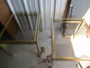 lot 150 image: glass top gold trim side tables, qty 2, size 212227
