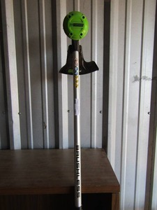 lot 151 image: Green works 60 volt brushless weed eater, no handle