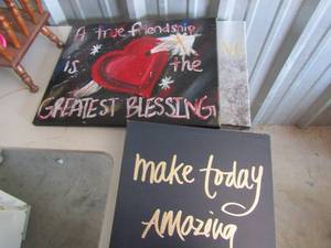 lot 173 image: canvas wall art, Make today amazing, true friends, Be amazing