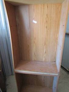lot 36 image: 713012 wooden open face book shelf, needs a little TLC