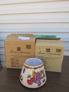 lot 19 image: Glass lamp shades by home interiors dcor qty 3 NIB glass boot qty 1