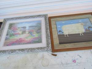lot 27 image: 1721  sheep photo, 2319 framed Nora DE bolt Garden photo qty 2