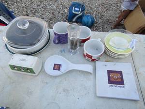 lot 220 image: 2 Campbells soup cups, butter dish, saucers, spoon rest and more