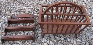 lot 228 image: brown wooden magazine rack and a 3 tier spice rack