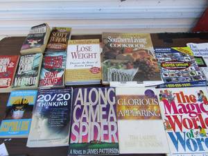 lot 248 image: lot of books including robin cook, lose weight, a very first dictionary, along came a spider and much  more different varieties