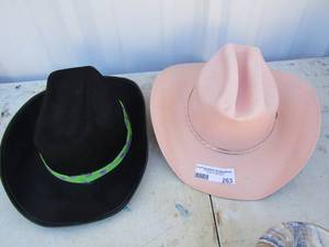 lot 263 image: Kids cowboy western hate, 1 pink size small, 1 black size small, Dallas brand