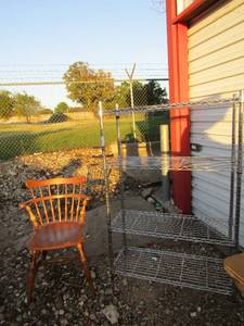 lot 284 image: metal rack and wooden chair