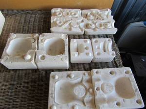 lot 67 image: ceramic mold lot apple, wedding vase, Christmas napkin holder, lid