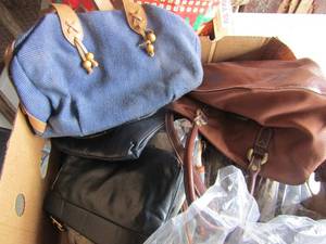 lot 100 image: box of womens fashion purses and hand bags all used some new