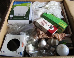 lot 111 image: box of salvinia light bulbs all new used for indoor lighting and outdoor lighting