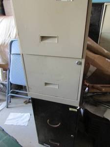 lot 133 image: grey 2 drawer filing cabinet, black 2 drawer filing cabinet qty 2