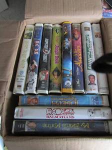 lot 149 image: box of vhs tapes includes, aladdin, 102 dalmations, the jungle book and more�.