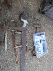 lot 162 image: Level, 2 L shape levelmeasure , cen-tech infared therometer NIB, air power tire took drill and more