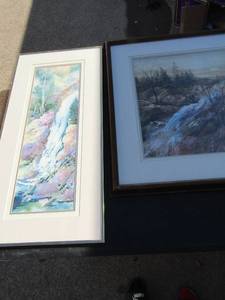 lot 164 image: 2421 Butler art of forest and sun set, 2821 Butler art of water fall