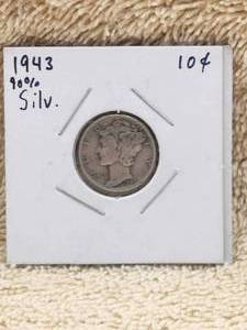 lot 37 image: 1943 Mercury Silver Dime