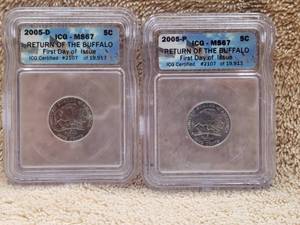 lot 31 image: 2005-D and 2005-P - Return of the Buffalo Nickel - First day of issue
