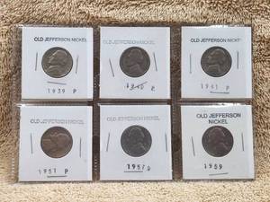 lot 81 image: Selection of Vintage - Old Jefferson Nickels