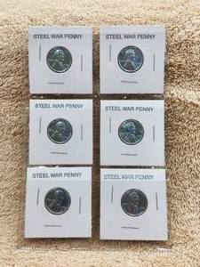 lot 97 image: Selection of 6 1943 Steel Pennies
