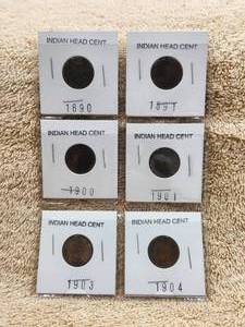 lot 99 image: Selection of 6 Indian Head One Cent pieces