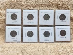 lot 101 image: Selection of 8 Old Jefferson Nickels