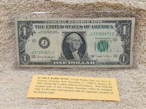 lot 127 image: Joseph Walker Barr $1 bill