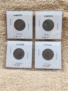 lot 133 image: Selection of 4 V-Nickels