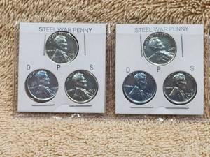 lot 135 image: 2 sets of 1943 D, P, and S steel pennies
