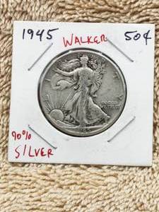 lot 143 image: 1945 Walking Liberty Silver Half Dollar