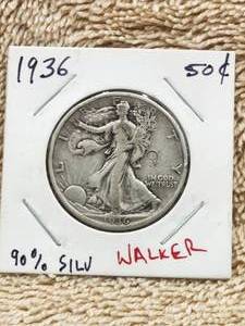 lot 153 image: 1936 Walking Liberty Silver Half Dollar
