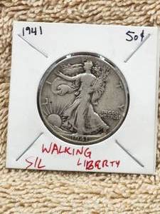 lot 157 image: 1941 Walking Liberty Silver Half Dollar