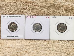 lot 167 image: Selection of 3 Roosevelt dimes