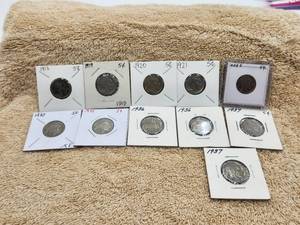 lot 169 image: Selection of 11 Buffalo Nickels