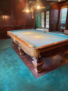 lot 5 image: Pool Table - 9 foot long - called the King David - it is just like the one that was shown in the series Tombstone.