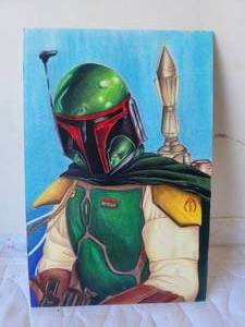 lot 98 image: Hand crafted Boba Fett artwork - signed on back by artist
