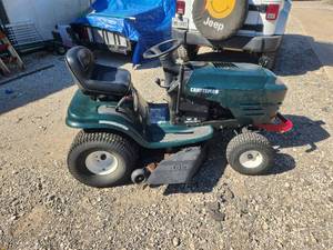 lot 164 image: Craftsman 42 riding mower with brush guard - owner states does run-needs gas