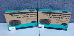 lot 55 image: Lot of 2 NEW San Jamar Twin 9 Tissue Dispensers