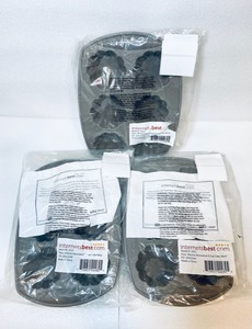 lot 4 image: Lot of 3 - New & Sealed Packaged Silicone Decorative 6 Cup Cake Mold, Gray