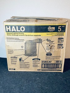 lot 16 image: Lot of 6 - New Halo 5in. Aluminum Remodel IC Air-Tite Recessed Housing Lighting, Silver