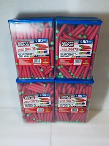 lot 38 image: Lot of 4 - New Dart Zone, 200 Darts Sure Shot Dart Refill, Up To 90 Feet