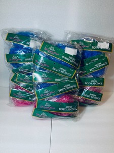lot 41 image: Lot of 18 - New Fanta Sea Cosmetics Mesh Body Sponge, Assorted Colors