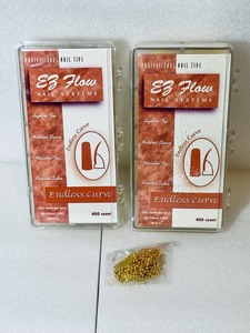 lot 45 image: Lot of 3 - (2) New EZ Flow Nail Systems French Manicure - Classic French , 400 Count Each & New Gold Tone Razor Necklace Fashion Jewelry