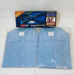 lot 75 image: Lot of 3 - (2) New Hair Stylist Light Blue Jacket, Size 36 & Professional Mini Flat Iron