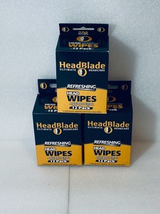 lot 78 image: Lot of 3 - New Head Blade Ultimate Head Care Refreshing Head Wipes Antibacterial (36 Packs Total)