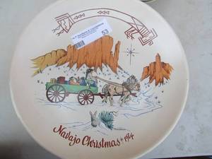 lot 53 image: Navajo Christmas plates by Kay Mallek  1972, 1974, 1975, 1976,  1978,  qty  6   X $$$