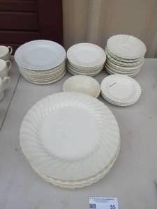 lot 55 image: Ironstone Johnson Brothers dishes, 10 salad plates, 10 dinner plates, 12 dessert plates , 3 bread bowl saucers