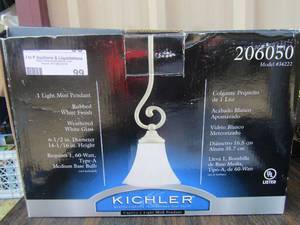 lot 99 image: Kichler model # 34222, mini pendant light NIB 6 12 16 hiegth bulb not included