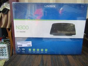 lot 100 image: Linksys N-300Wifi router NIB model # E1200-NP