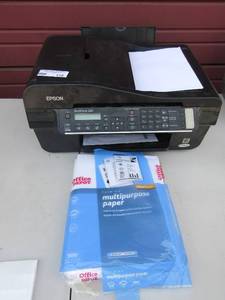 lot 115 image: used epson printer, used pack of printing paper