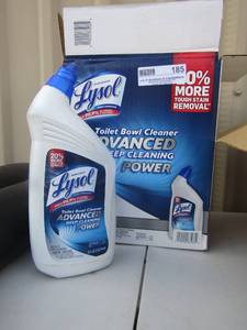 lot 185 image: Box of new Lysol toilet bowl cleaner qty 1 box 4 per