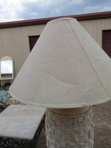 lot 207 image: Ceramic floor lamp off white with shade   heavy sturdy  62 tall